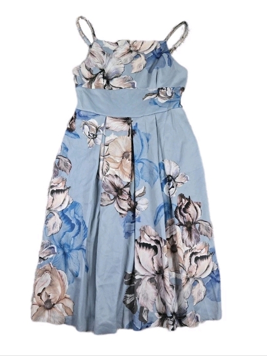 ASOS Dresses & Skirts - Asos Pleated Midi Dress Blue Floral Sleeveless Square Neck Summer Wedding Guest